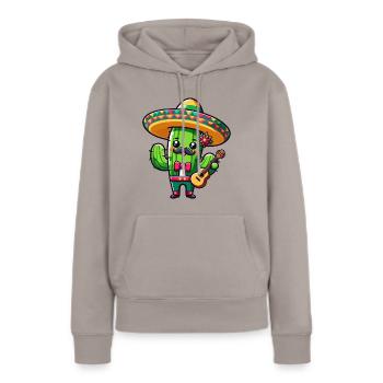 Cinco de Mayo Cactus Mariachi Guitariste - Sweat à capuche Premium bio Femme - taupe - Devant - Julia (174cm)