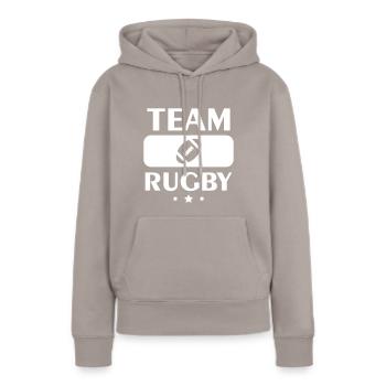 Team Rubgy, Rugbyspieler, Rugbyspieler, billiges Geschenk - Frauen Premium Bio Hoodie - Taupe - Vorne - Julia (174cm)