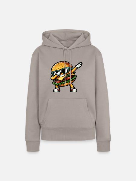 Hamburger & Cheeseburger Dabbing - Frauen Premium Bio Hoodie - Taupe