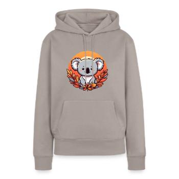 Koala im Herbst Bunte Blätter Laub - Frauen Premium Bio Hoodie - Taupe - Vorne - Julia (174cm)