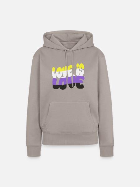 Love is Love – Nonbinary & Proud - Frauen Premium Bio Hoodie - Taupe