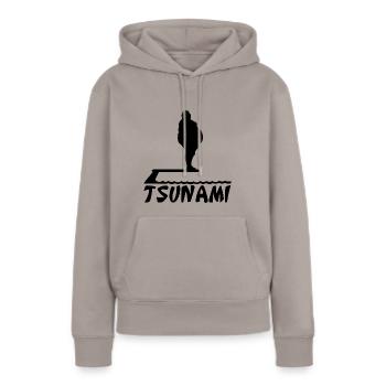 Fatso tsunami Silhouette gros homme - Sweat à capuche Premium bio Femme - taupe - Devant - Julia (174cm)