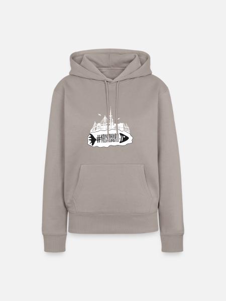 #kommandofischfrikadelle goes Hamburg - Frauen Premium Bio Hoodie - Taupe