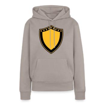 Heraldic Shield - Sweat à capuche Premium bio Femme - taupe - Devant - Julia (174cm)