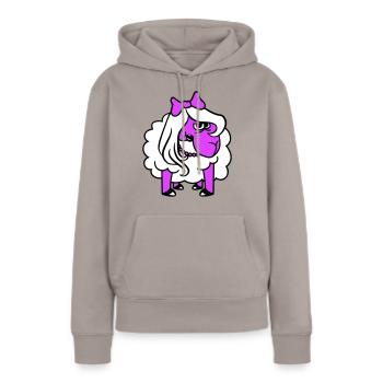 mouton offensé fille femme mauvais œil joli - Sweat à capuche Premium bio Femme - taupe - Devant - Julia (174cm)