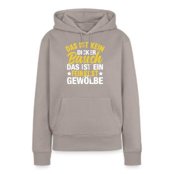 Das ist kein dicker Baucher - Frauen Premium Bio Hoodie - Taupe - Vorne - Julia (174cm)