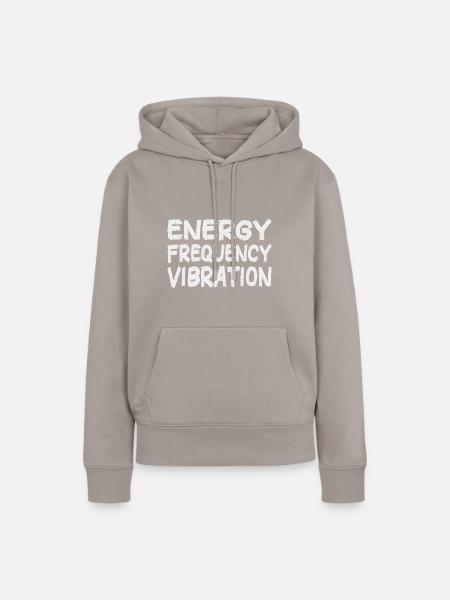 Energy Frequency Vibration Text Art - Frauen Premium Bio Hoodie - Taupe