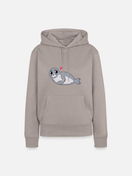 Seehund Robben Baby als Geschenk für Kids - Frauen Premium Bio Hoodie - Taupe