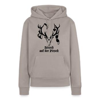 Hirsch auf der Pirsch 1c - Frauen Premium Bio Hoodie - Taupe - Vorne - Julia (174cm)