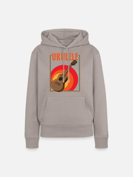 Retro Ukulele - Frauen Premium Bio Hoodie - Taupe