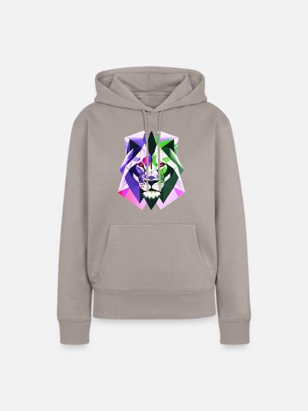 Polygon Löwe - Frauen Premium Bio Hoodie - Taupe