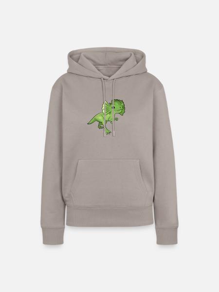 Cartoon Dilophosaurus - Frauen Premium Bio Hoodie - Taupe