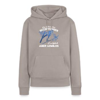 Skispringen Skispringer Wintersport - Frauen Premium Bio Hoodie - Taupe - Vorne - Julia (174cm)