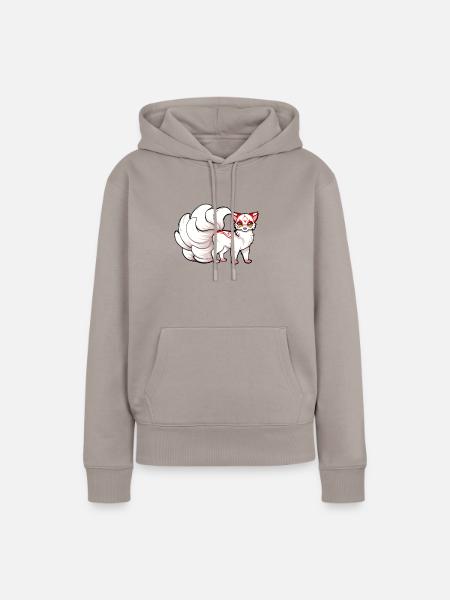 Kawaii Kitsune - Frauen Premium Bio Hoodie - Taupe