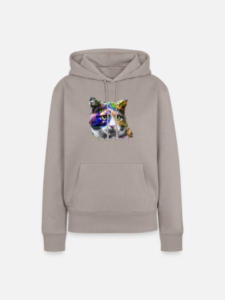 Künstlerische Katze - Frauen Premium Bio Hoodie - Taupe