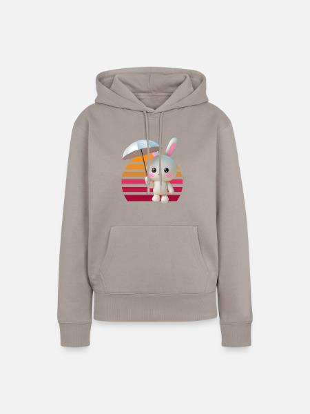Regenschirm Hase - Frauen Premium Bio Hoodie - Taupe