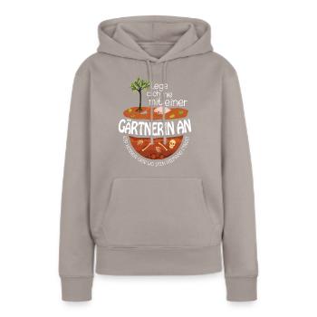 Retro Gärtner Garten Gärtner Hobbygärtner - Frauen Premium Bio Hoodie - Taupe - Vorne - Julia (174cm)