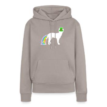 St. Patrick's Dog - Mudi - Frauen Premium Bio Hoodie - Taupe - Vorne - Julia (174cm)