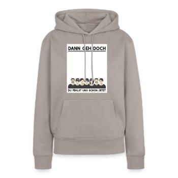 Abschied Kollege Chef Gästebuch Unterschrift Büro - Frauen Premium Bio Hoodie - Taupe - Vorne - Julia (174cm)