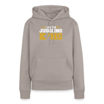 Je suis le roi jongleur - Sweat à capuche Premium bio Femme - taupe - Devant - Julia (174cm)