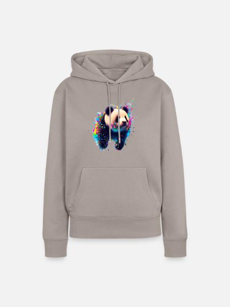 Farbexplosion Panda Bär - Frauen Premium Bio Hoodie - Taupe