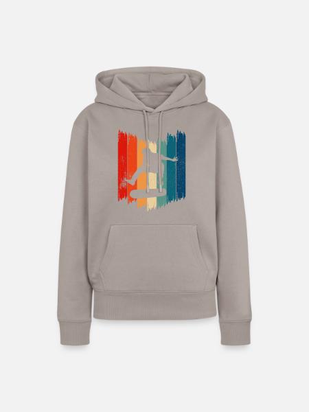 Retro Skateboard Skateboarding - Frauen Premium Bio Hoodie - Taupe