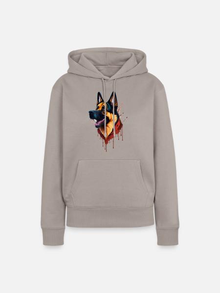 schäferhund german shepherd splashart - Frauen Premium Bio Hoodie - Taupe