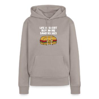 Sandwichs amusants pour les amateurs de sandwichs - Sweat à capuche Premium bio Femme - taupe - Devant - Julia (174cm)