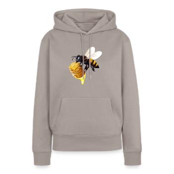 Abeille en nid d’abeille - Sweat à capuche Premium bio Femme - taupe - Devant - Julia (174cm)