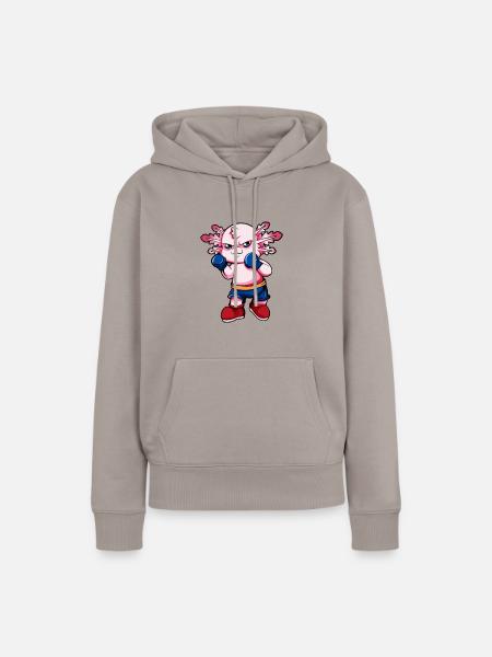 Comic Axolotl macht Karate - Frauen Premium Bio Hoodie - Taupe