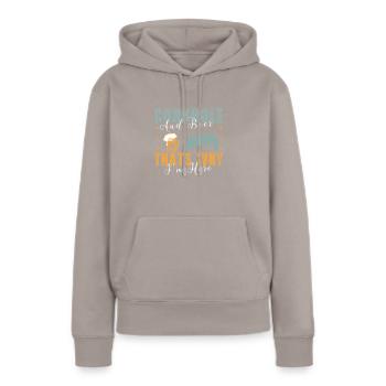 Drôle d’amoureux du joueur de Cornhole Game Lovers - Sweat à capuche Premium bio Femme - taupe - Devant - Julia (174cm)