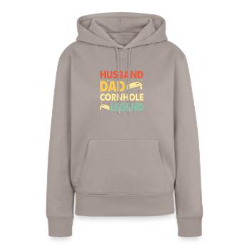 Drôle d’amoureux du joueur de Cornhole Game Lovers - Sweat à capuche Premium bio Femme - taupe - Devant - Julia (174cm)