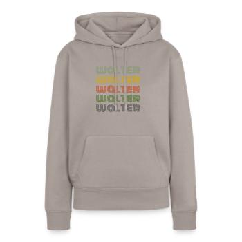70s Retro Nom Vintage Personnalisé Walter - Sweat à capuche Premium bio Femme - taupe - Devant - Julia (174cm)