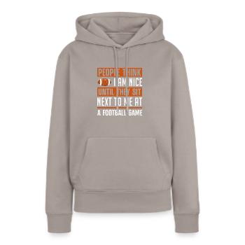 Fans de football américain Joueur de football Fantasy - Sweat à capuche Premium bio Femme - taupe - Devant - Julia (174cm)