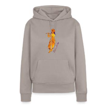 Dieu hindou - le joueur de flûte bleue Krishna - Sweat à capuche Premium bio Femme - taupe - Devant - Julia (174cm)