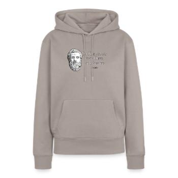 Im Krieg ist das erste Opfer die Wahrheit - Frauen Premium Bio Hoodie - Taupe - Vorne - Julia (174cm)
