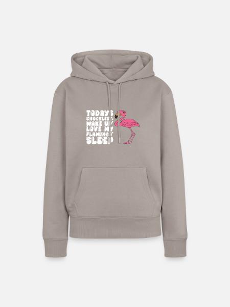 Lustiger Flamingo - Frauen Premium Bio Hoodie - Taupe