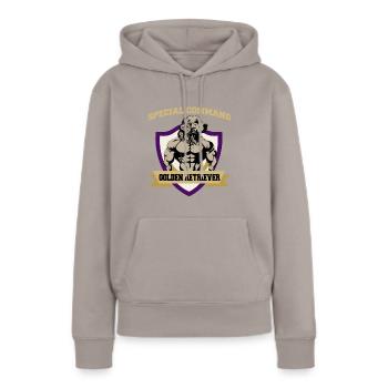 Special Command Golden Retriever - Frauen Premium Bio Hoodie - Taupe - Vorne - Julia (174cm)