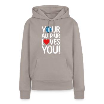 Au Pair Fille Maternelle Nounou - Sweat à capuche Premium bio Femme - taupe - Devant - Julia (174cm)