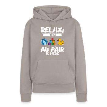 Au Pair Fille Maternelle Nounou - Sweat à capuche Premium bio Femme - taupe - Devant - Julia (174cm)