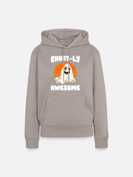 Halloween Kürbis Halloween Geist - Frauen Premium Bio Hoodie - Taupe