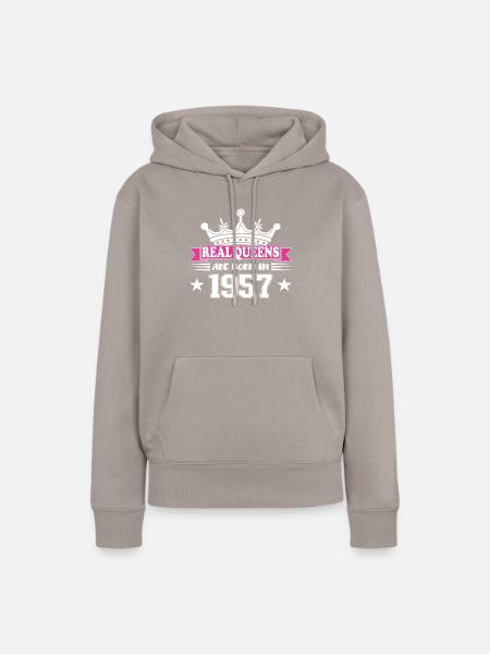 67 Jahre alt Geburtstag 1957 Geburtstagsgeschenk - Frauen Premium Bio Hoodie - Taupe