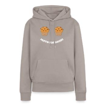 Cuisson du pain Boulangerie Boulangerie Fabrication du pain - Sweat à capuche Premium bio Femme - taupe - Devant - Julia (174cm)