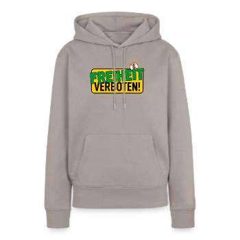 Bouclier : Liberté interdite - Sweat à capuche Premium bio Femme - taupe - Devant - Julia (174cm)