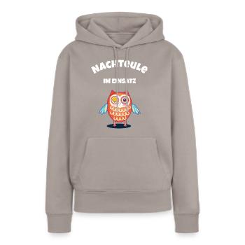 Nachteule im Einsatz ohne Schlaf schichten - Frauen Premium Bio Hoodie - Taupe - Vorne - Julia (174cm)
