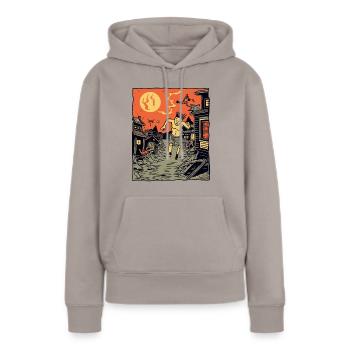 Le coureur de fond de la ville asiatique - Sweat à capuche Premium bio Femme - taupe - Devant - Julia (174cm)