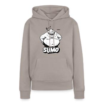 Gros sumo épais - Sweat à capuche Premium bio Femme - taupe - Devant - Julia (174cm)