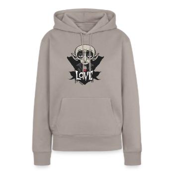 Le vampire de l’amour Nosferatu drôle et triste - Sweat à capuche Premium bio Femme - taupe - Devant - Julia (174cm)