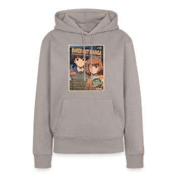 Bored : un faux magazine d’anime manga - Sweat à capuche Premium bio Femme - taupe - Devant - Julia (174cm)