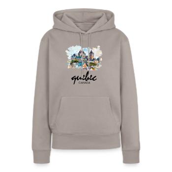 Quebec Canada Montreal, quebec flag - Frauen Premium Bio Hoodie - Taupe - Vorne - Julia (174cm)
